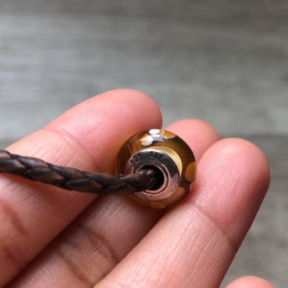 Pandora Brown Leather Bracelet Wrap Around Wrist Twice / Necklace with 11 Charms - Picture 8 of 13